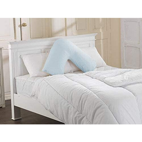 ( White) Duck Feather Filling Cotton Casing V Shape Pillow 2