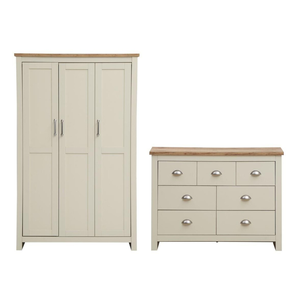 Lisbon 2 Piece Bedroom Set 3 Door Wardrobe and 3+4 Chest Storage Unit