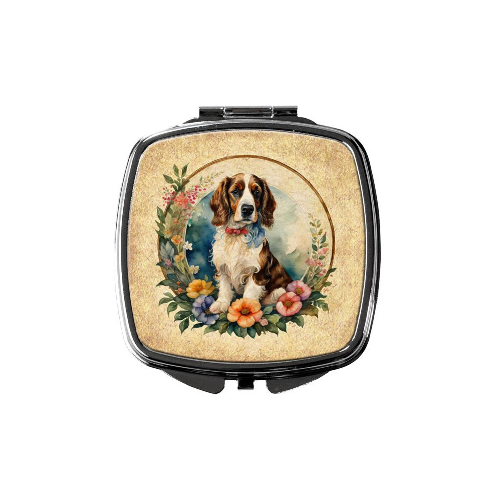 Carolines Treasures Dac2210scm 3 X 2.75 In. Welsh Springer Spaniel & Flowers Compact Mirror