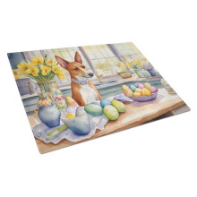Carolines Treasures DAC6752LCB 15 x 12 in. Decorating Easter Basenji Glass Cutting Board