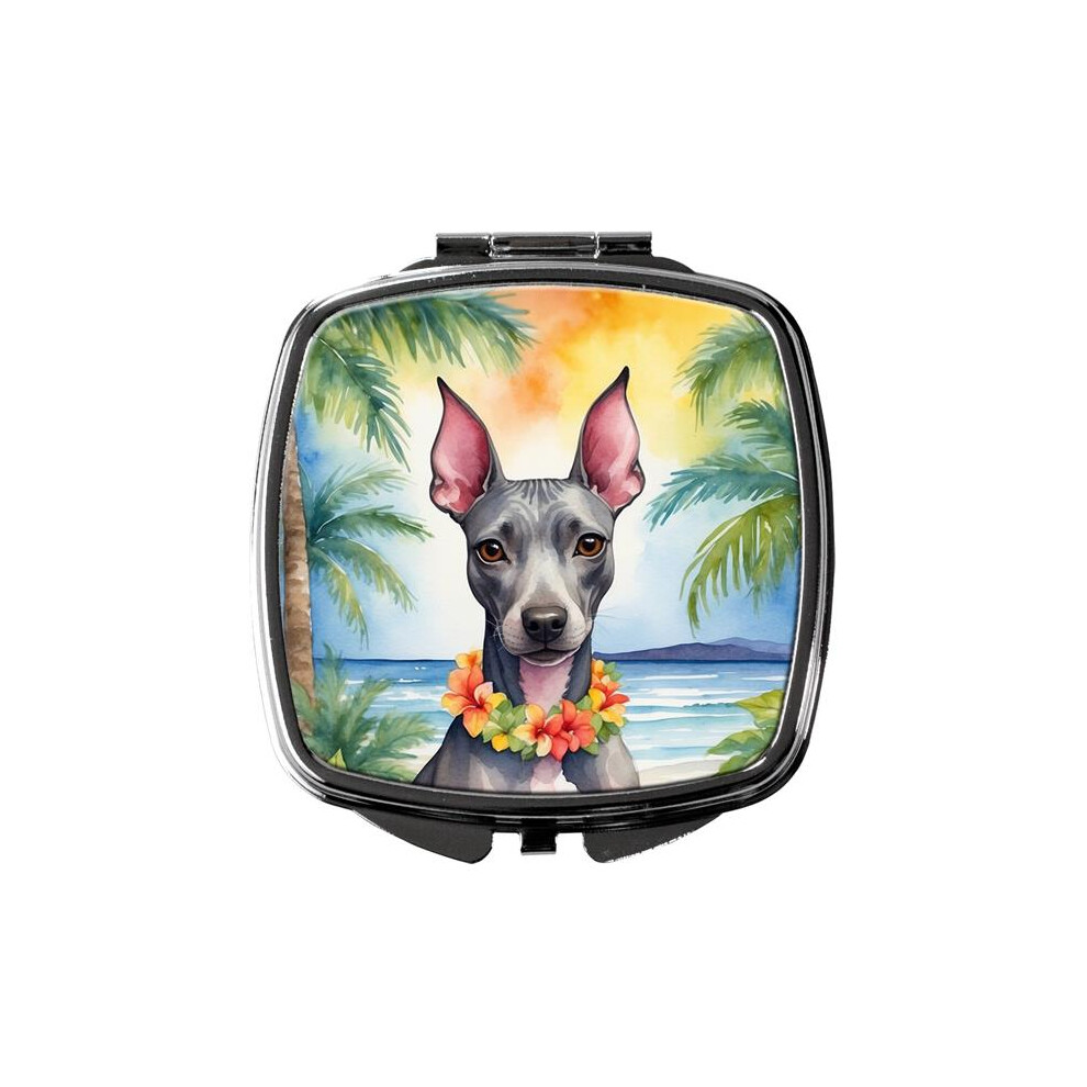Carolines Treasures Dac6354scm 3 X 2.75 In. American Hairless Terrier Luau Compact Mirror