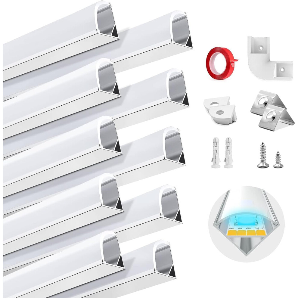 LED Channel, LED Profile 10pcs 1m/3.3ft V Shape, LED Aluminium Profile and LED Strip Diffuser with Tape, Corner Connectors