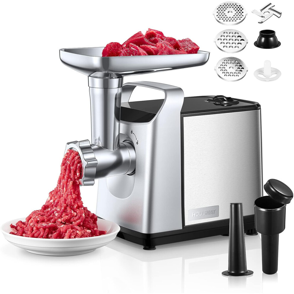 Electric Meat Grinder, Stainless Steel, 3 in 1 Meat Grinder, Sausage Stuffer and Kit, Max Power 2000W Copper Motor