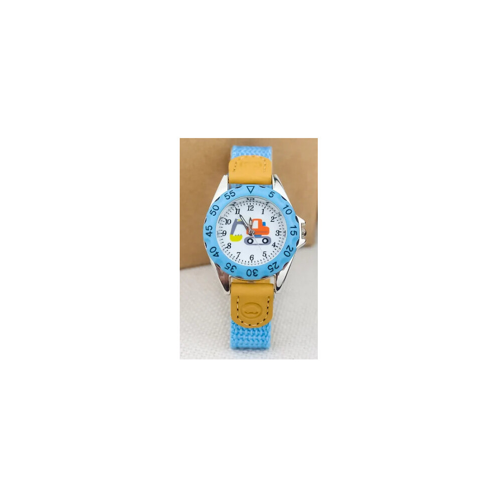 (Dial pattern 1) Boys Girls Quartz Watch Kids Childrens Fabric Strap Student Wristwatch