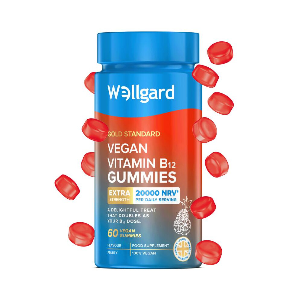 Wellgard Vegan B12 Gummies for Energy & Immunity, Chewable Vitamin B12 Supplement