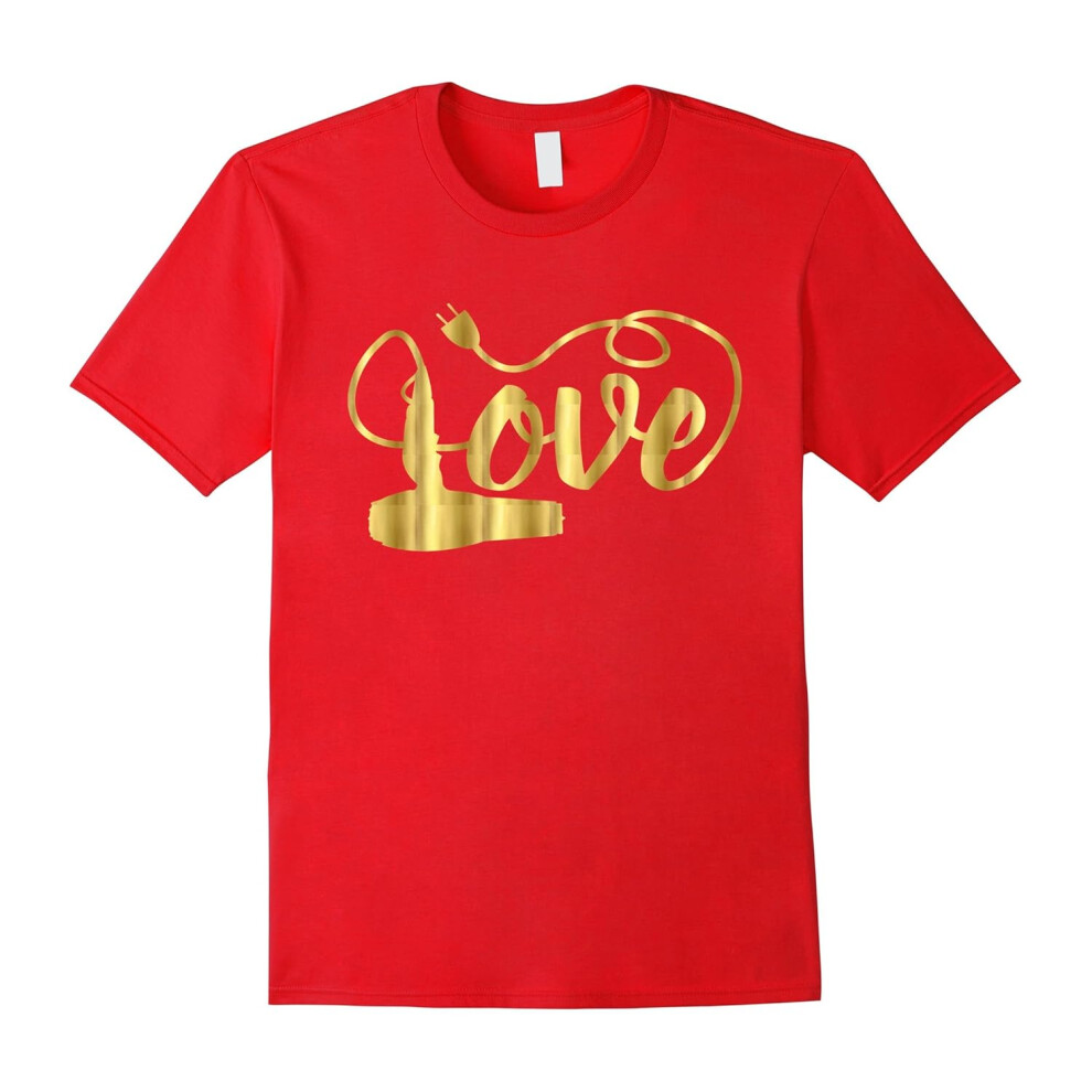 (M) Valentines Day Shirt Love Hair Stylist Hairdresser Gift Gold-Father's Day