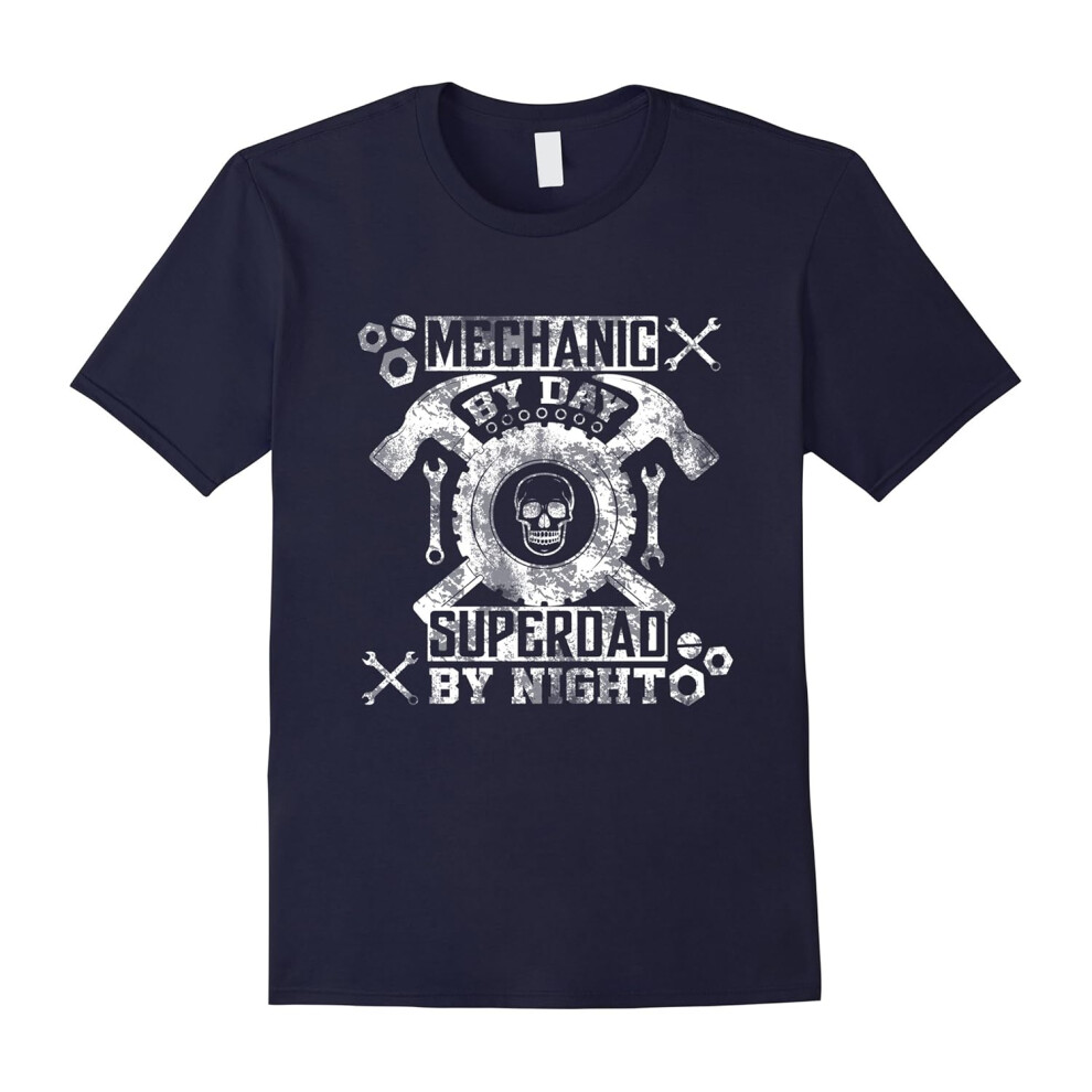 (XXL) Mechanic by Day SuperDad by Night Gift T-shirt-Father's Day