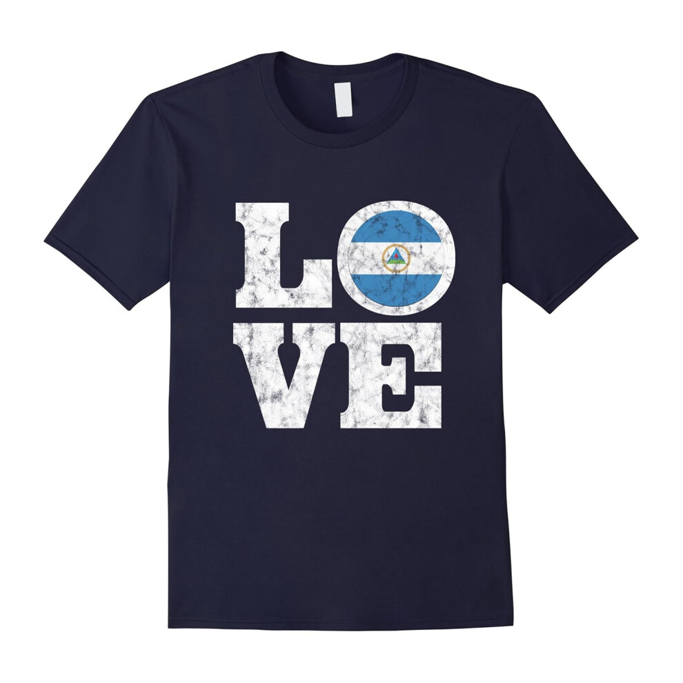 (XXXL) Nicaragua Love T-Shirt Nicaraguan Flag Distressed Tee-Father's Day