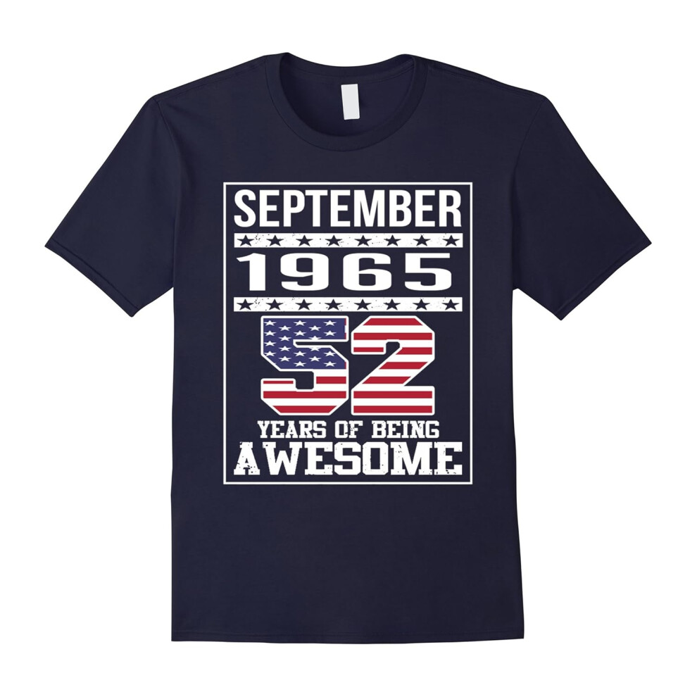 (M) 52th Birthday Gifts September 1965 â 52 Yrs old Bday T Shirt-Father's Day