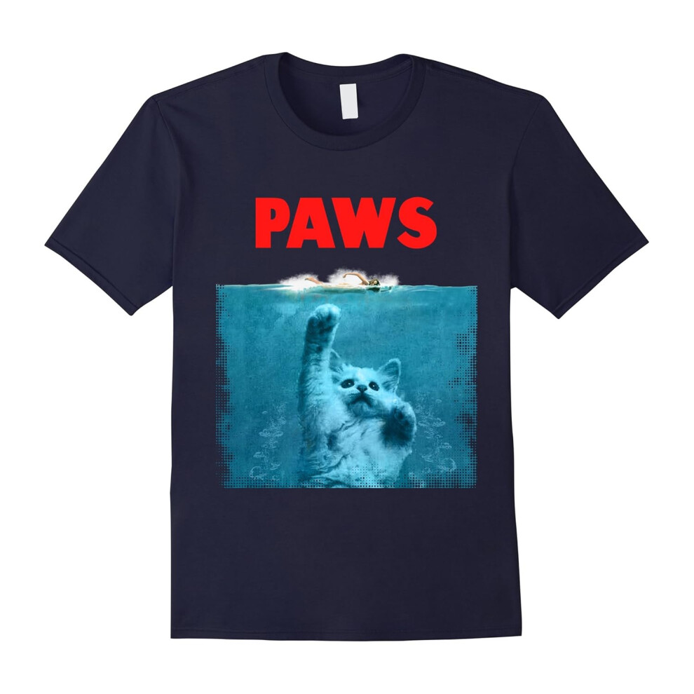 (XXL) Paws Kitten Meow Parody Funny Tshirt Cat Lover Gifts-Father's Day