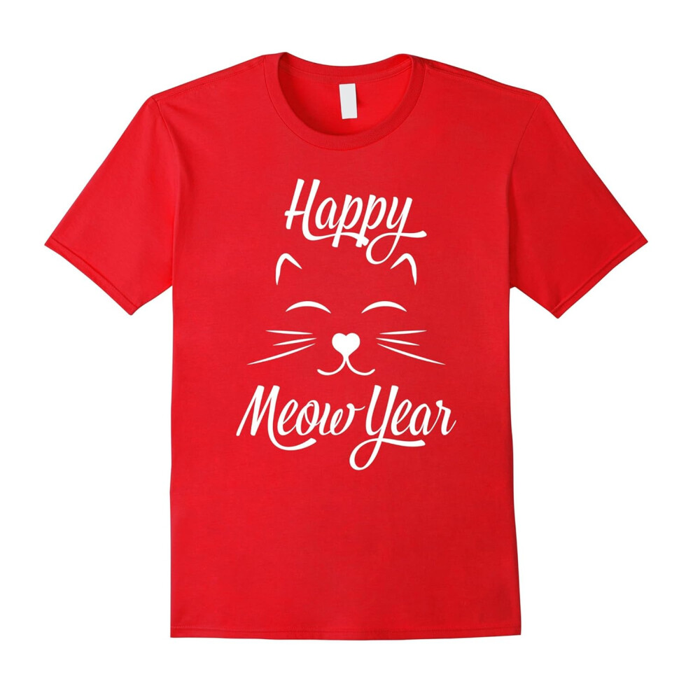 (XL) Happy New Meow Year Funny Cat Dog Hamster Lover T-Shirt Gift-Father's Day