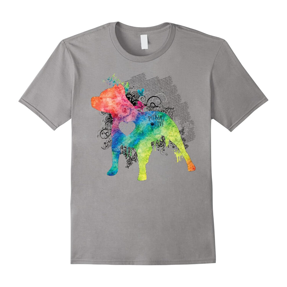 (M) Pitbull Love Watercolor Zen T-Shirt â Pit bull Tee Shirt-Father's Day