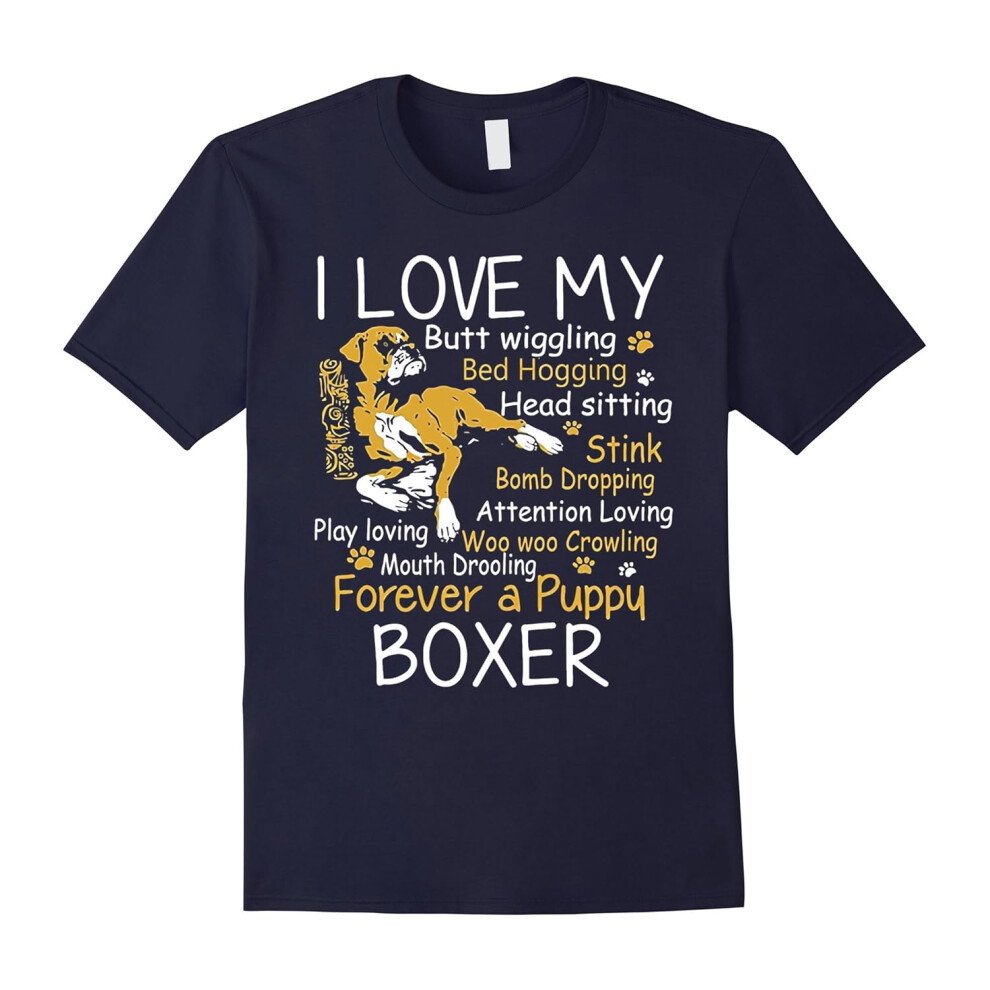 (S) I Love My Puppy Boxer Butt Wiggling â Funny Boxer Dog Shirt-Father's Day