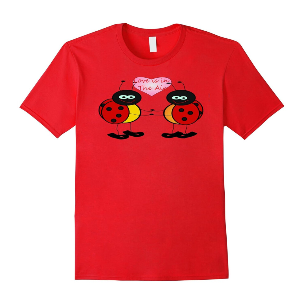 (XXL) Valentines Love Is In The Air T Shirt Ladybugs-Father's Day