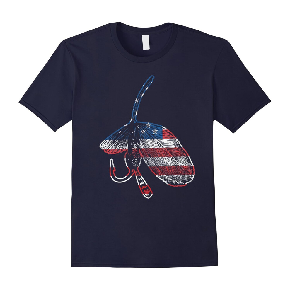 (L) American Flag Angler Love Fly Fishing T shirt Tee Flyfishing-Father's Day