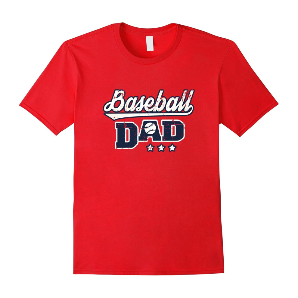 (L) Mens Baseball Dad Baseball T-Shirt for Men, Fathers, Dad-Father's Day