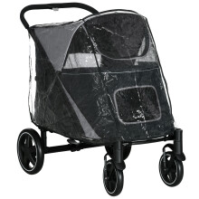 PawHut One-Click Foldable Pet Travel Stroller with Rain Cover for M L Dogs Black