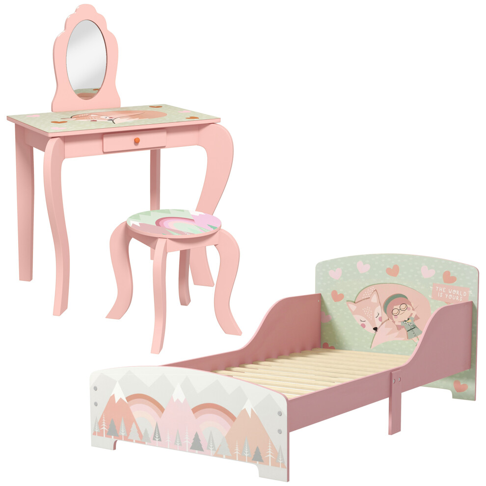 ZONEKIZ Kids Bedroom Furniture Set for Ages 3-6 Years, Pink