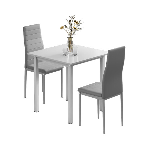 (A) Dining Table and Chairs Set 2/4, Square Kitchen Table Modern Chairs for Dining Room Kitchen 2