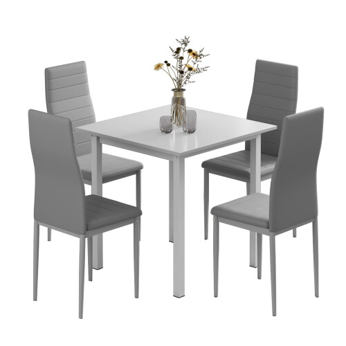 (B)  Dining Table and Chairs Set 2/4, Square Kitchen Table Modern Chairs for Dining Room Kitchen 2
