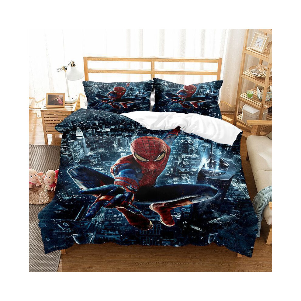 (Style 3, Single 135x200cm) Spiderman Quilt Cover Bedding Sets - 3 Pieces Set with 3D Print Movie Duvet Cover, Comforter Cover, Microfiber