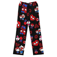 (Black, L) Hello Halloween Kitty Pattern Woman Pajama Pants Polyester Material