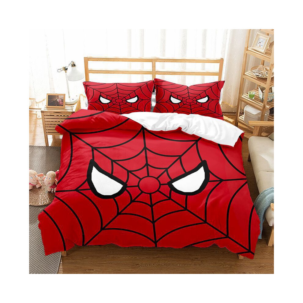 (Style 8, King 240x220cm) Spiderman Quilt Cover Bedding Sets - 3 Pieces Set with 3D Print Movie Duvet Cover, Comforter Cover, Microfiber
