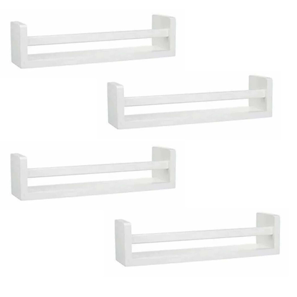 (40 cm, 4x) Wooden Spice Jar Rack Kitchen White Shelf