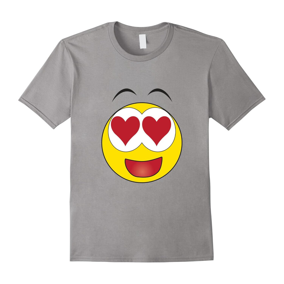 (M) Heart Eyes T-Shirt Emoji Love Smiley Face Happy Eyebrows Tee-Father's Day