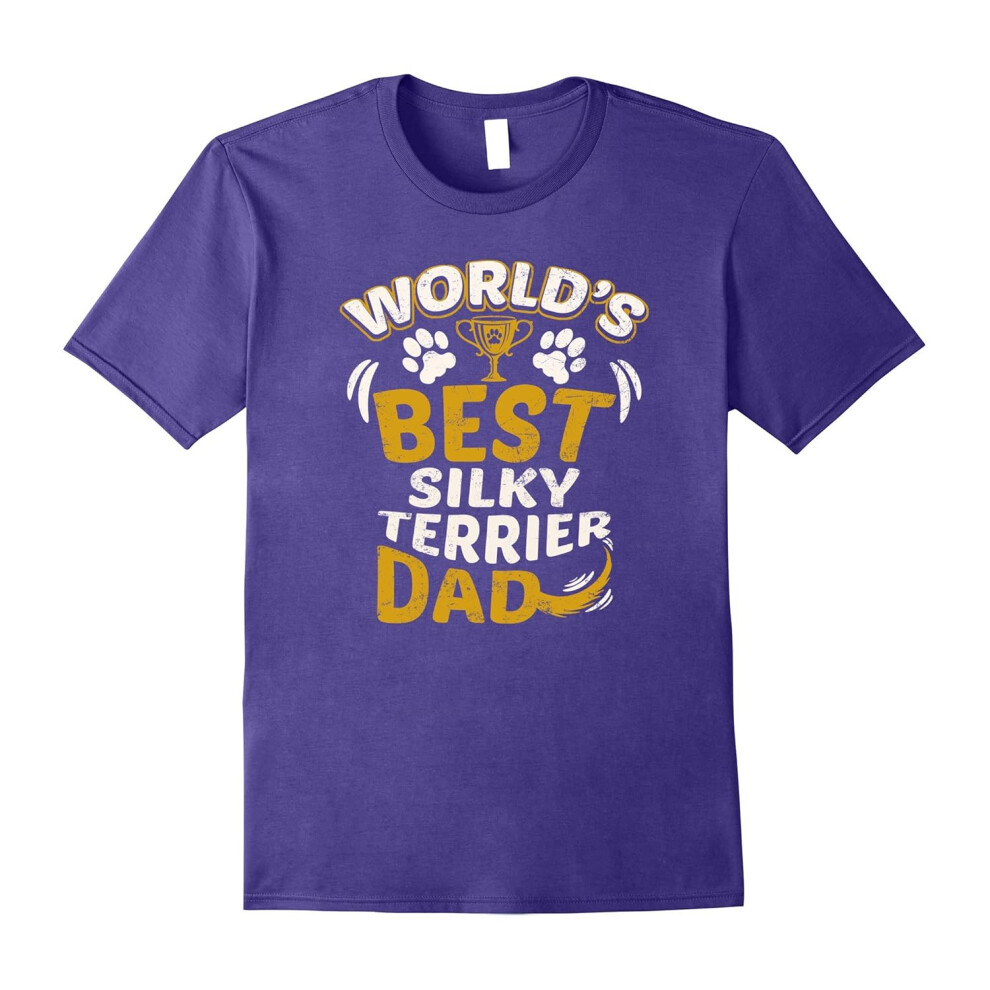 (XL) Mens World's Best Silky Terrier Dad Graphic T-Shirt-Father's Day