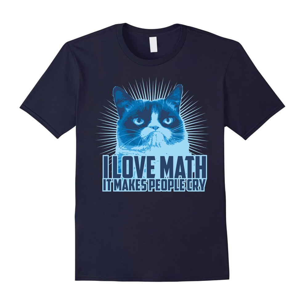 (L) I Love Math It Makes People Cry T-shirt funny cat face Tee-Father's Day