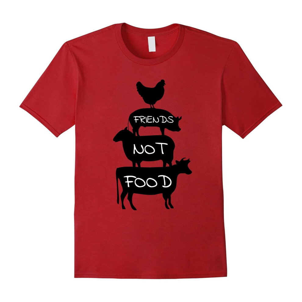 (XL) Friends Not Food Vegan T-Shirt for Animal Lovers Vegetarians-Father's Day