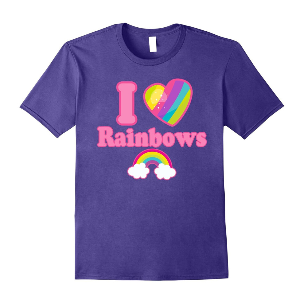 (XXXL) Rainbow Heart I Heart Love Rainbows T-Shirt-Father's Day