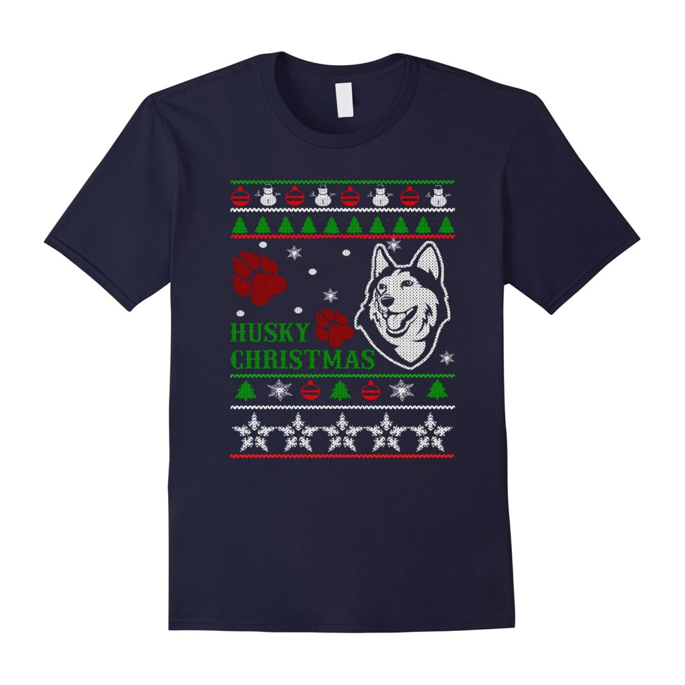 (M) Husky Christmas T-shirt-Funny Christmas Shirt For Dog Lover-Father's Day