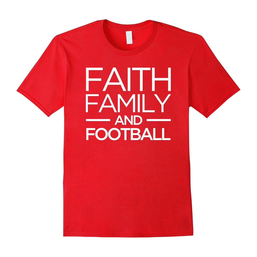 (XXXL) Faith Family and Football sports athletic fun team tee shirt-Father's Day