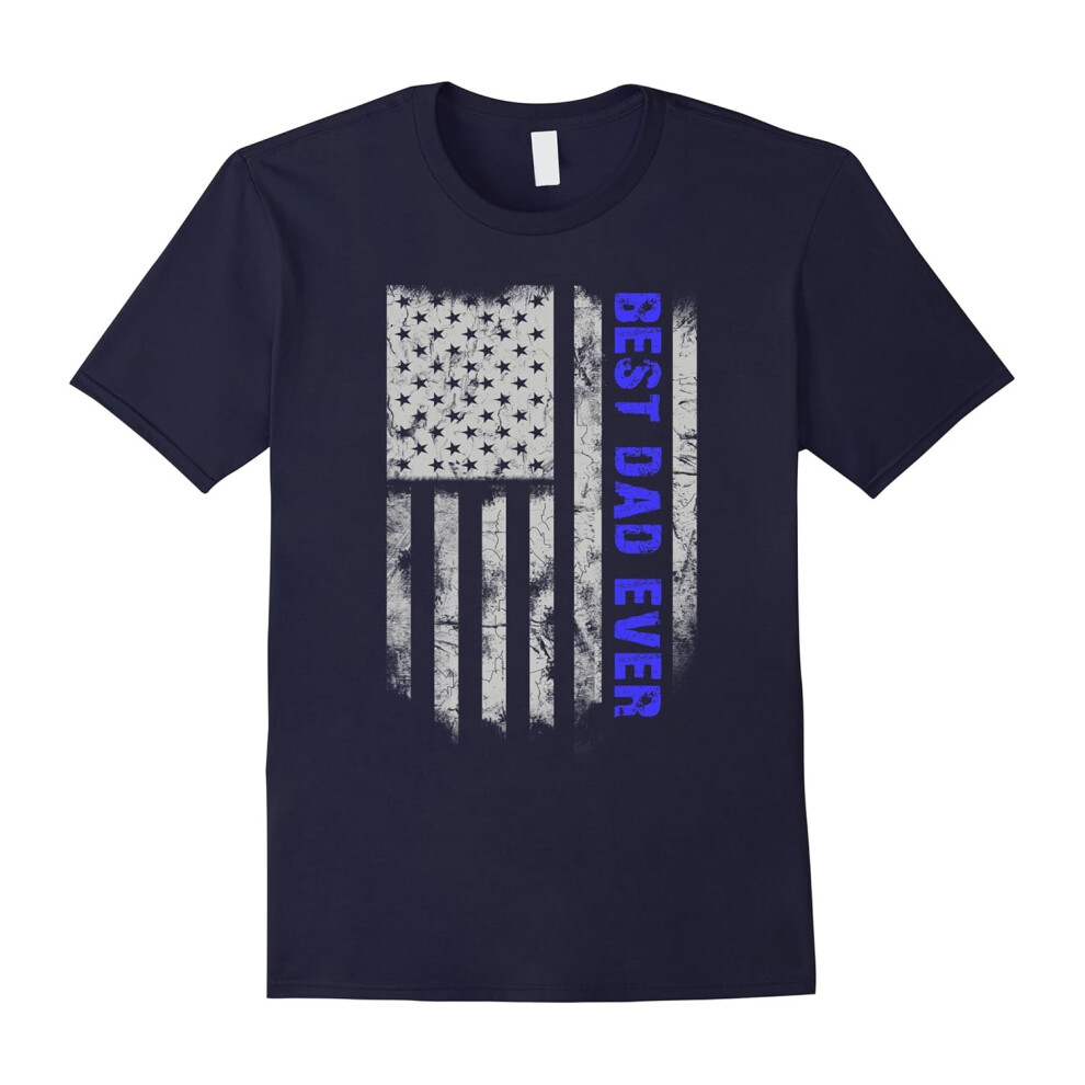 (S) Men's Best Dad Ever American Flag Tshirt For Fathers Day-Father's Day