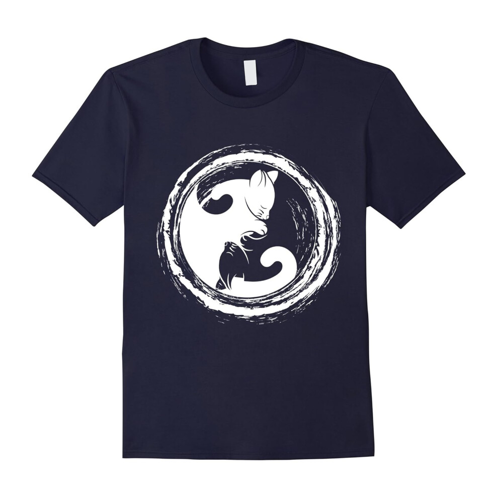 (XL) Cat Yin Yang T-Shirt For Unisex Pet Owner Shirts Gift For Cat Lover Tee Shirt-Father's Day