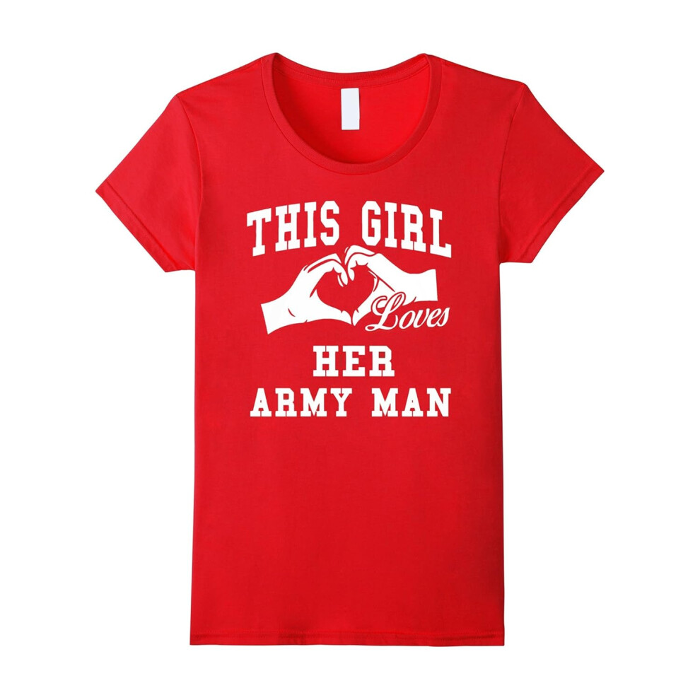 (S) Women's Women's This Girl Loves Her Army Man T Shirt-Father's Day