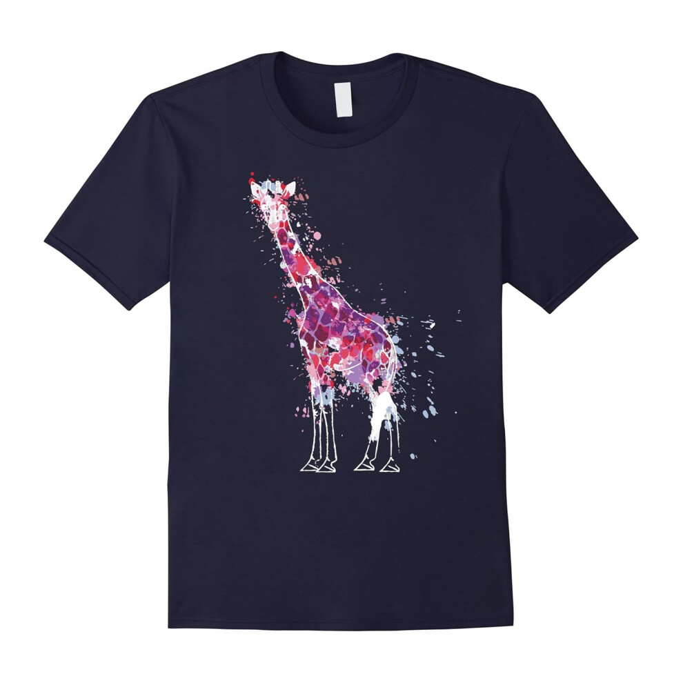 (XL) Giraffe Watercolor Love Giraffe T-Shirt-Father's Day