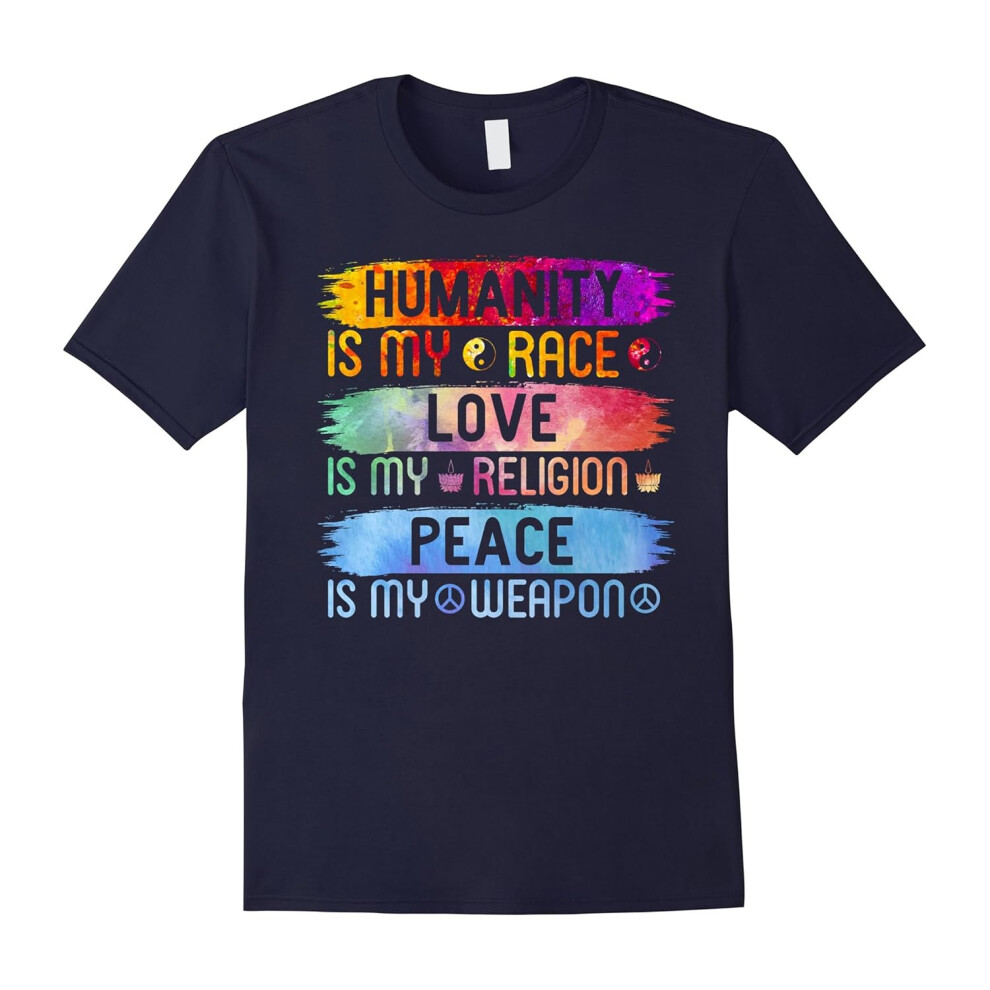 (XXXL) Women's humanity is my race love is my religion yoga shirts-Father's Day