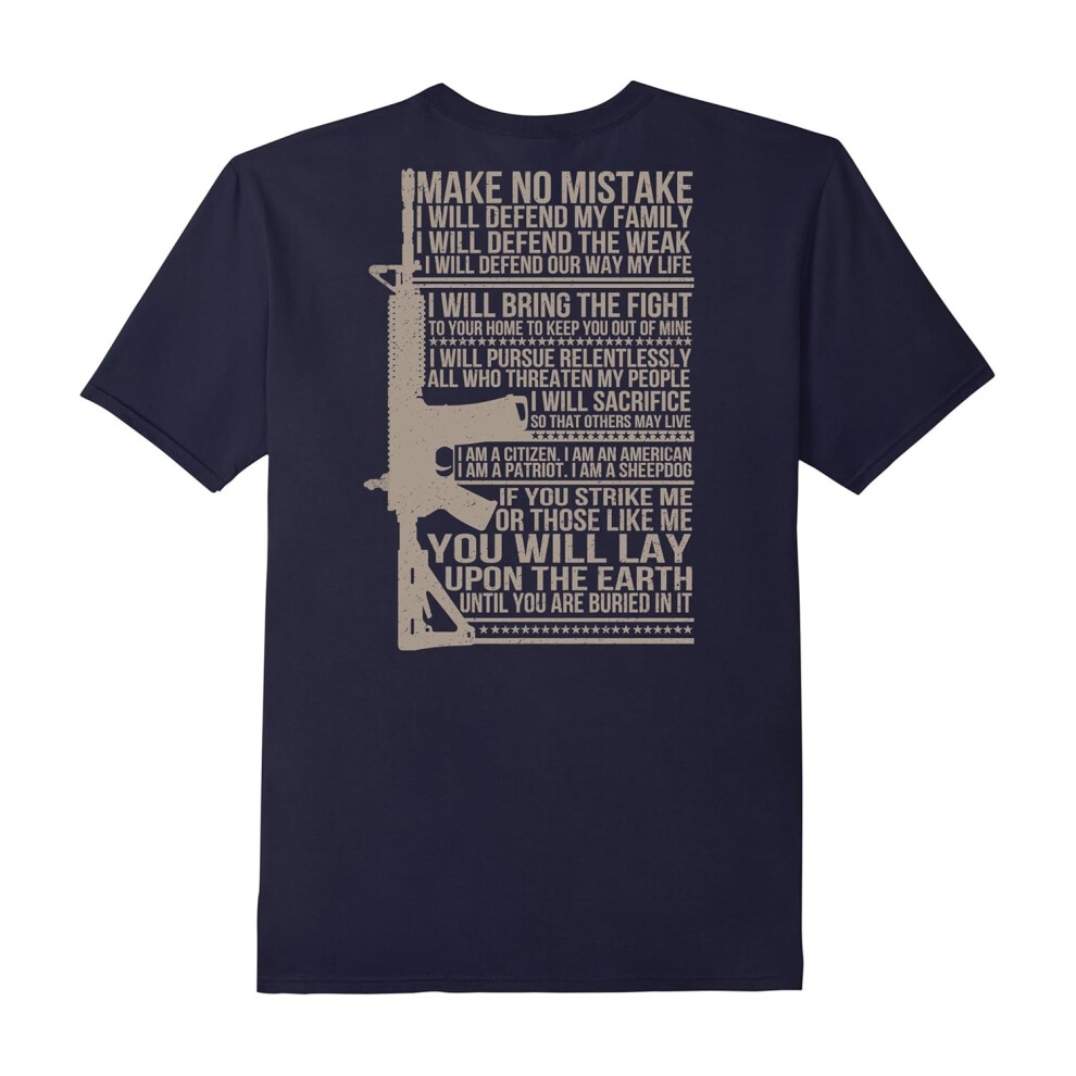 (XL) Make No Mistake I Will Defend My Family Shirt-Father's Day