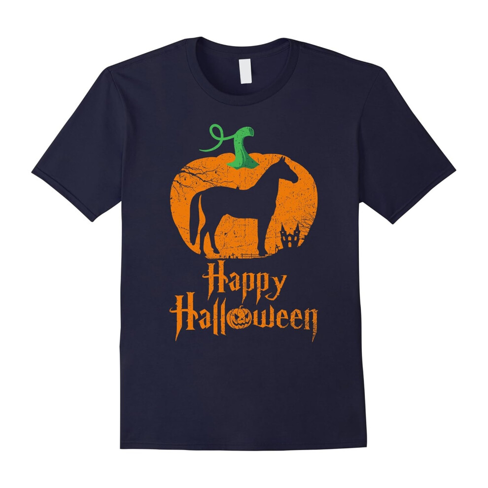 (XL) HORSE In Pumpkin Happy Halloween T-shirt HORSE Lovers-Father's Day