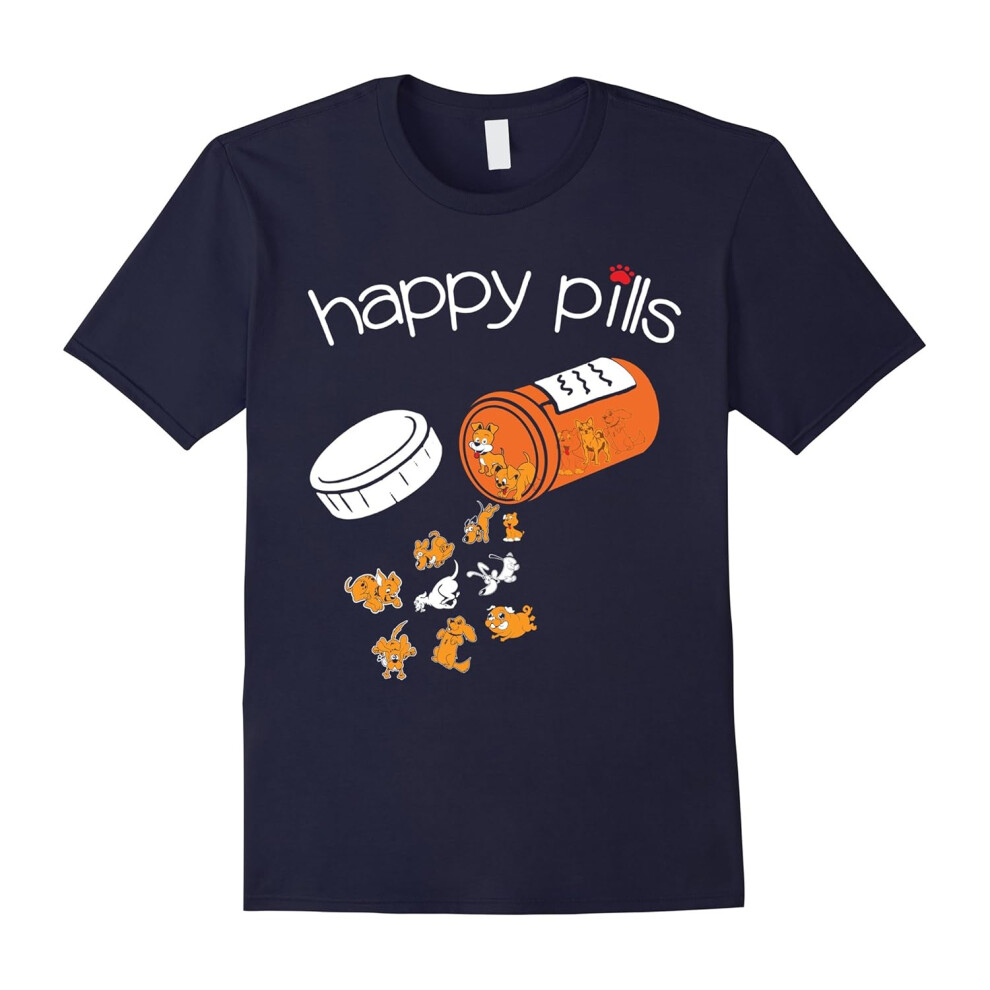 (M) Happy Pills Dog Lover Cute T-shirt-Father's Day