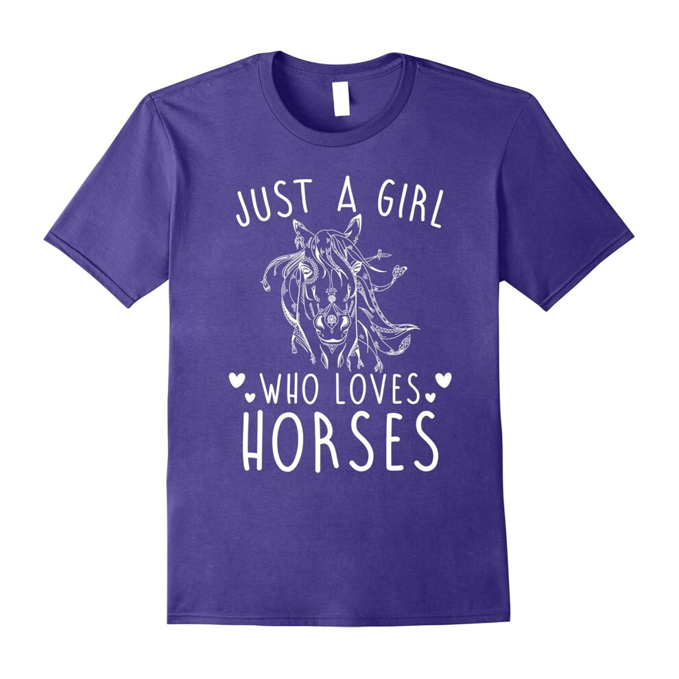 (L) Just A Girl Who Loves Horses Shirt Horseback Riding Gifts-Father's Day