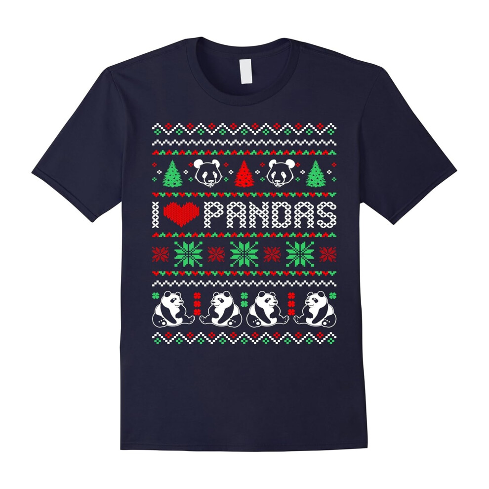 (M) I Love Pandas Ugly Christmas Sweater TShirt-Father's Day