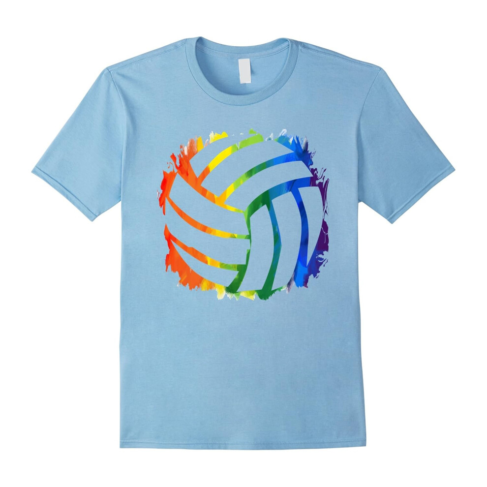 (M) Rainbow Color Volleyball Sports Lovers Gifts T-Shirt-Father's Day