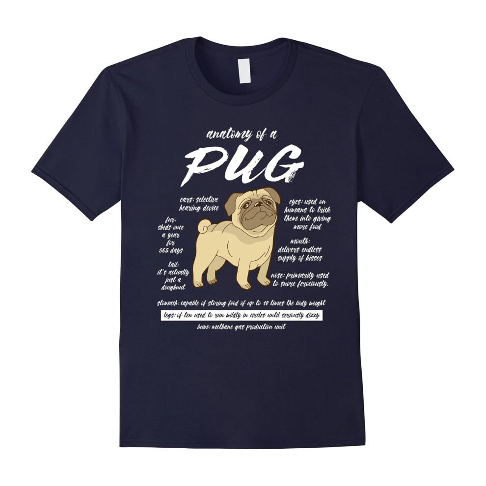 (XXXL) Anatomy of a Pug T-Shirts Pet Dog Owners tshirt Funny Pug Lover tee shirt Pug T-Shirt-Father's Day