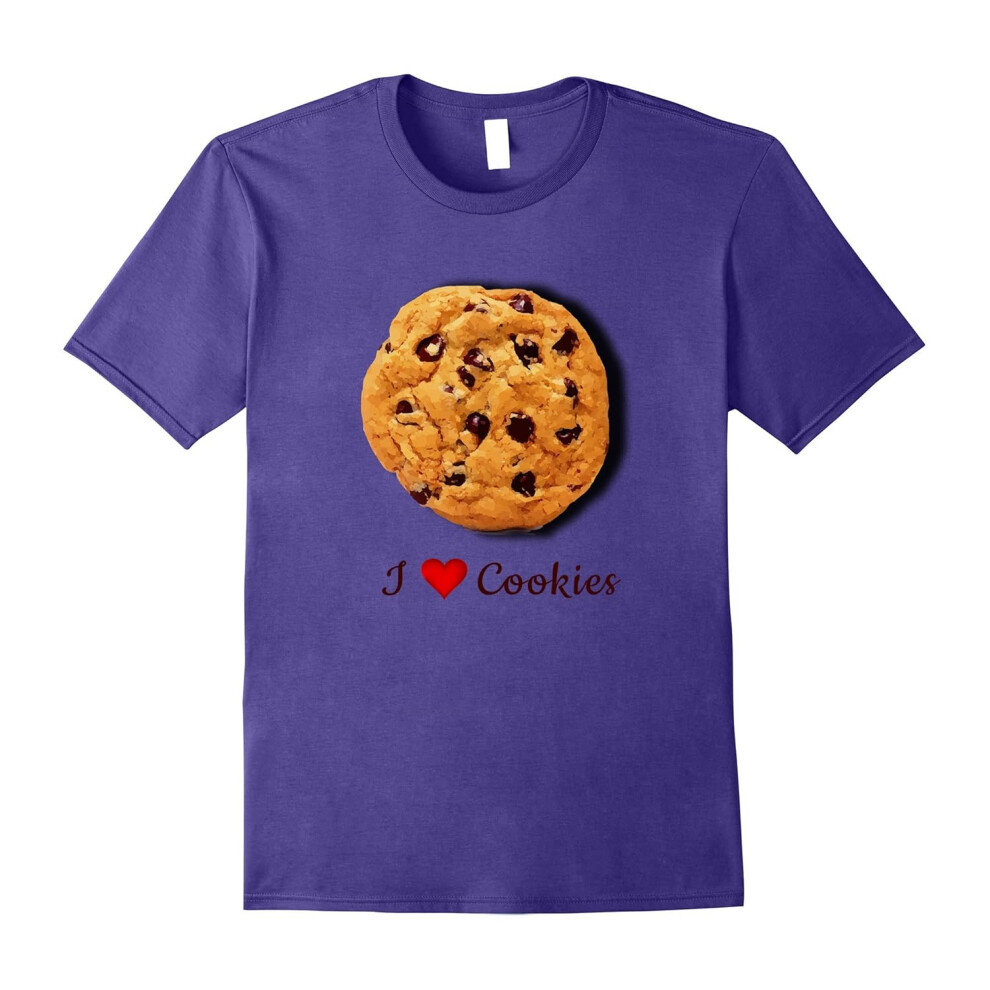 (XL) I Love Cookies T-Shirt Chocolate Chip Cookie Graphic Tee-Father's Day