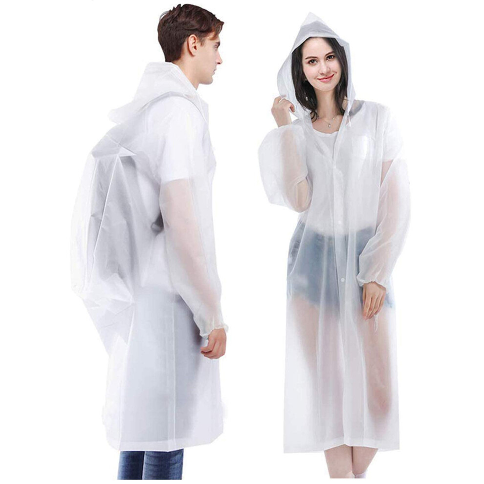 Gogerstar (White) Rain Poncho Sports Raincoats, Eva Reusable Rain Coat Jacket With Hood, Rain Cover Poncho For Men And Women White