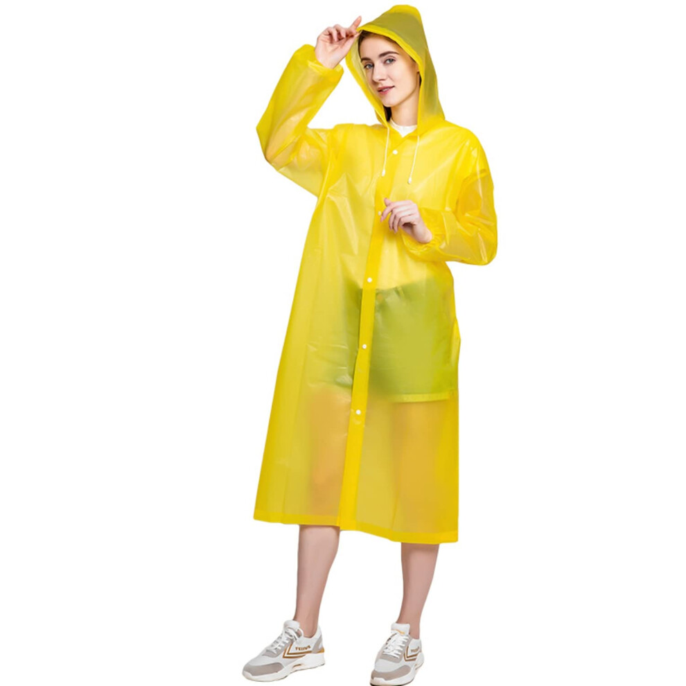 Gogerstar (Yellow) Rain Poncho Sports Raincoats, Eva Reusable Rain Coat Jacket With Hood, Rain Cover Poncho For Men And Women Yellow